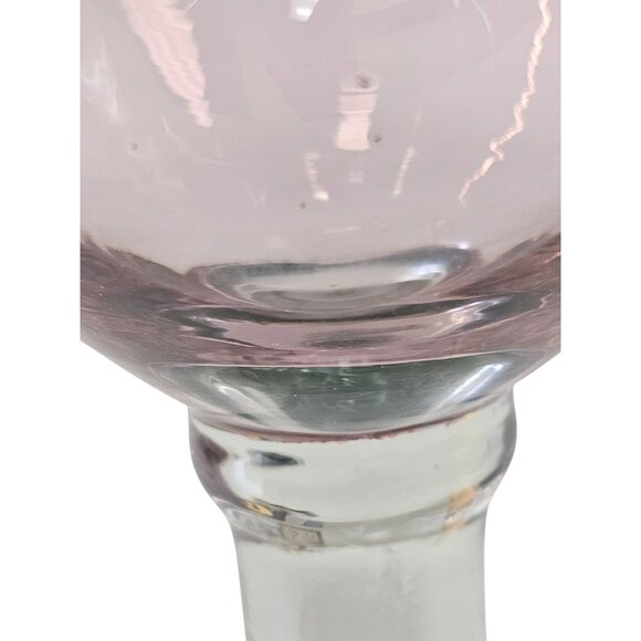 Hand blown Pink Iridescent Wine Glass With Clear Stem - Elegant Design - 8-Inch - Picture 11 of 12